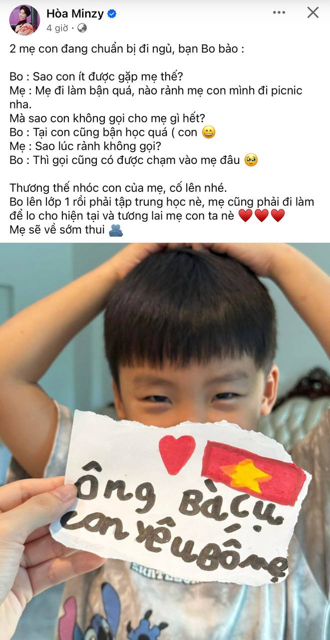 Hòa Minzy và con trai trong đoạn trò chuyện