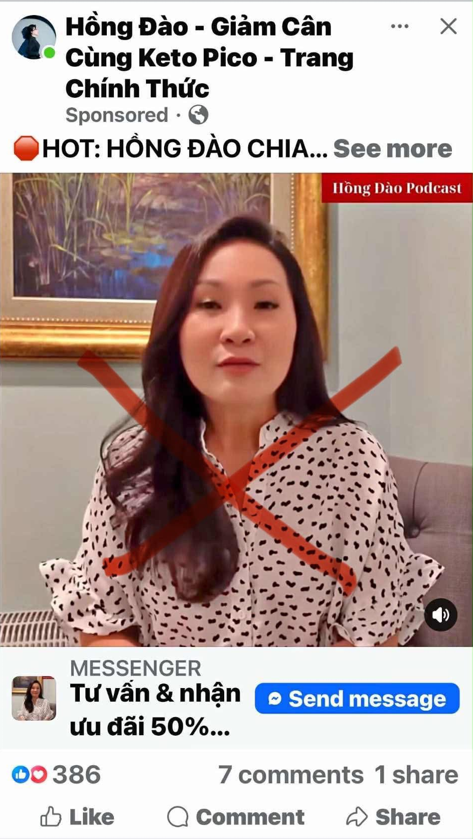 Hồng Đào phủ nhận thông tin quảng cáo, bán thuốc giảm cân.