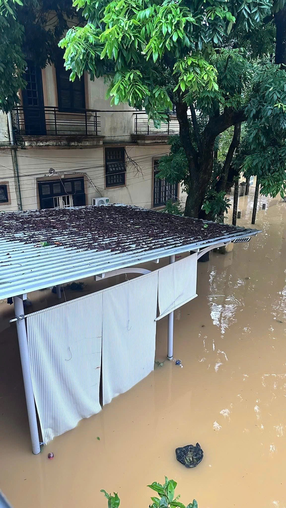 Biệt thự của ca sĩ Long Nhật ở Huế ngập gần hết cổng- Ảnh 2. Mức nước dâng gần hết cổng biệt thự