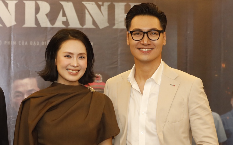 Mạnh Trường và Hồng Diễm trong phim Lằn ranh