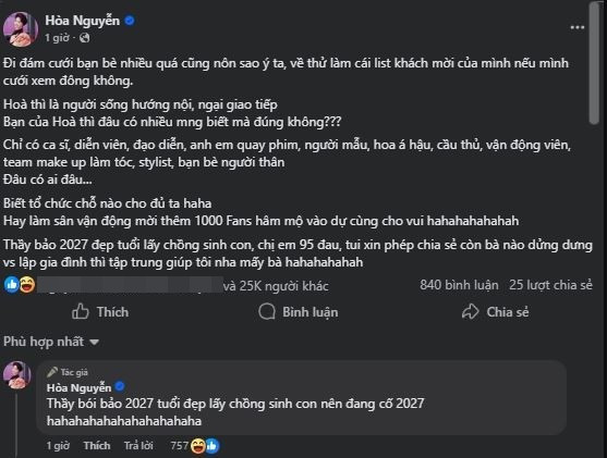 Hòa Minzy phản hồi về chuyện lên xe hoa- Ảnh 2. Hòa Minzy từng chia sẻ dự định mời 1.000 người hâm mộ tham gia đám cưới